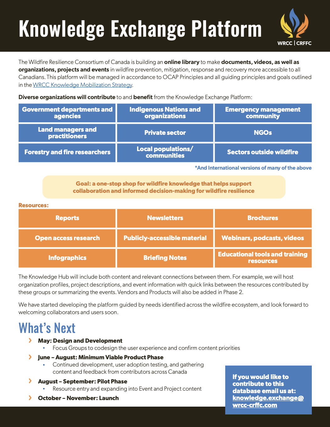 Preview of the printable Knowledge Exchange Platform brochure.