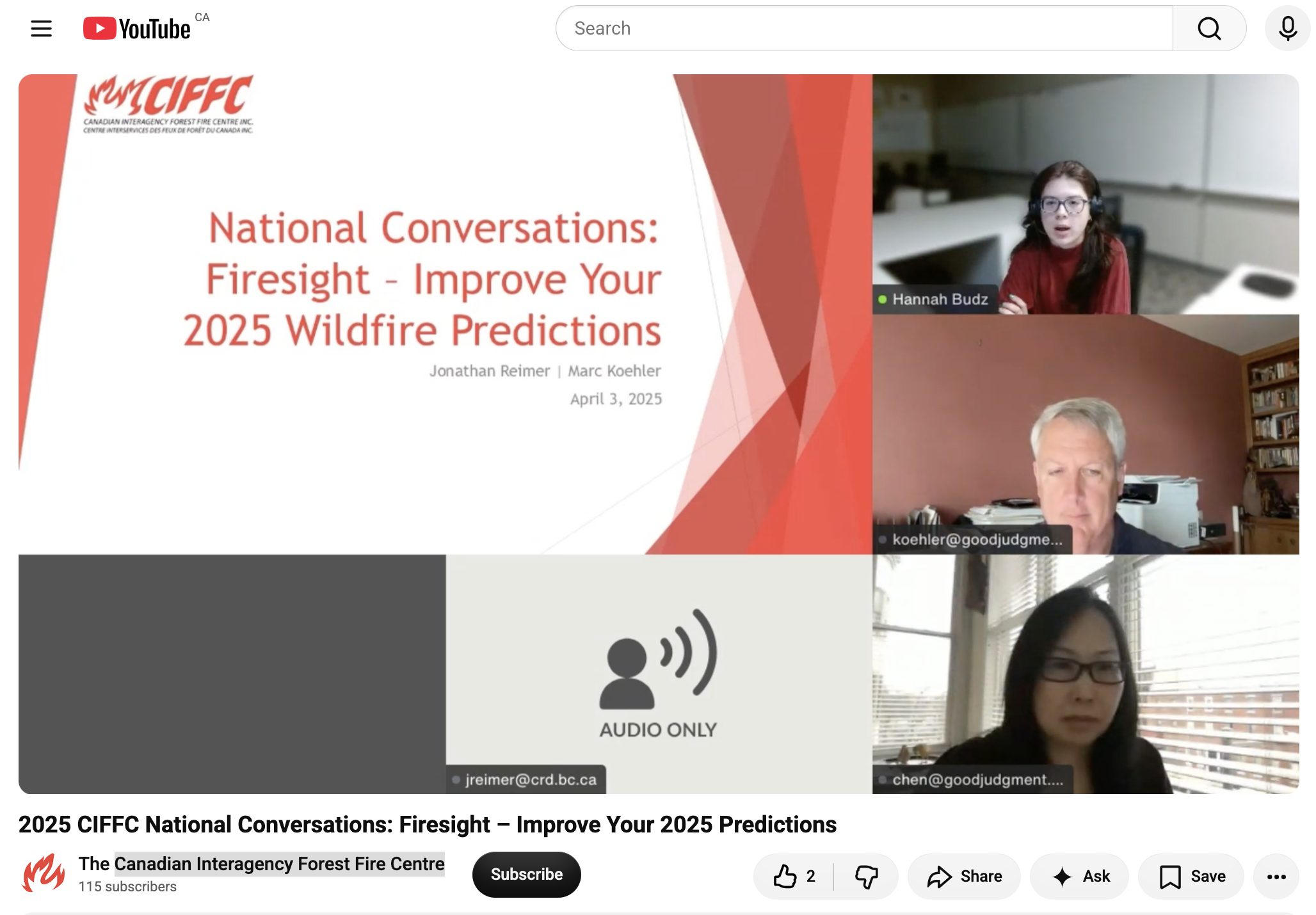 2025 CIFFC National Conversations: Firesight – Improve Your 2025 Predictions thumbnail