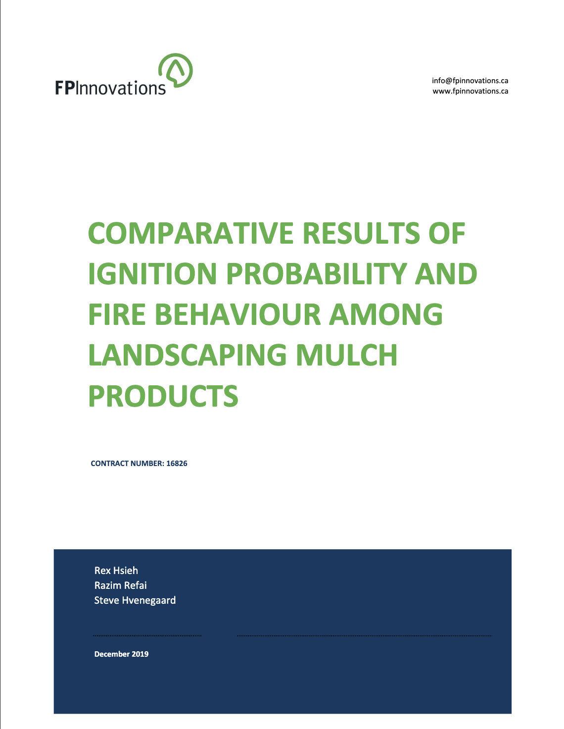 Comparative results of ignition probability and fire behaviour among landscaping mulch products thumbnail