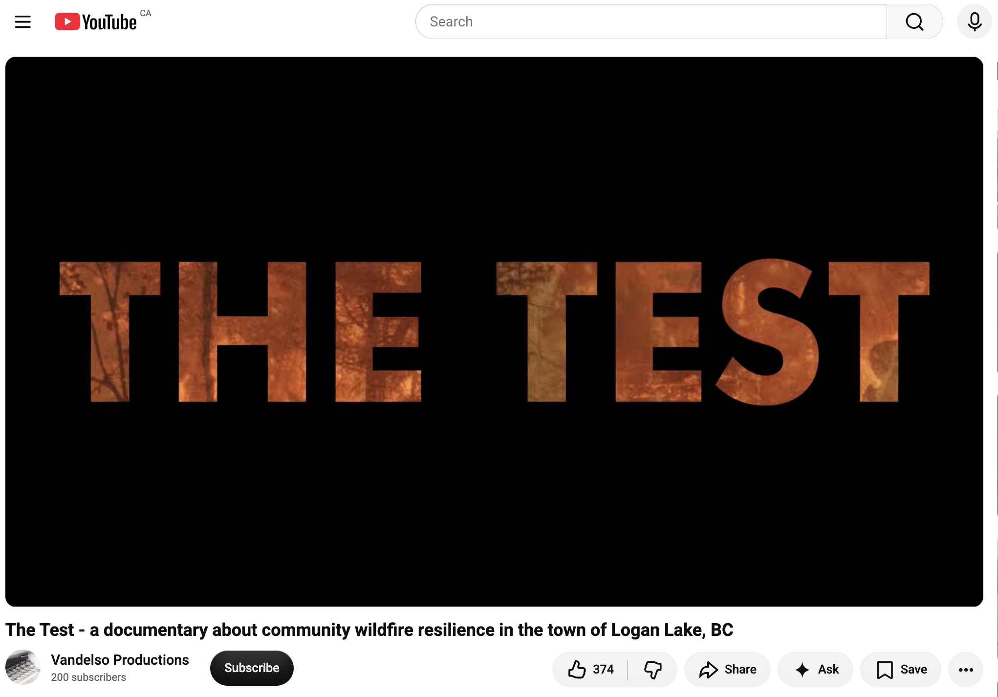  The Test - a documentary about community wildfire resilience in the town of Logan Lake, BC thumbnail
