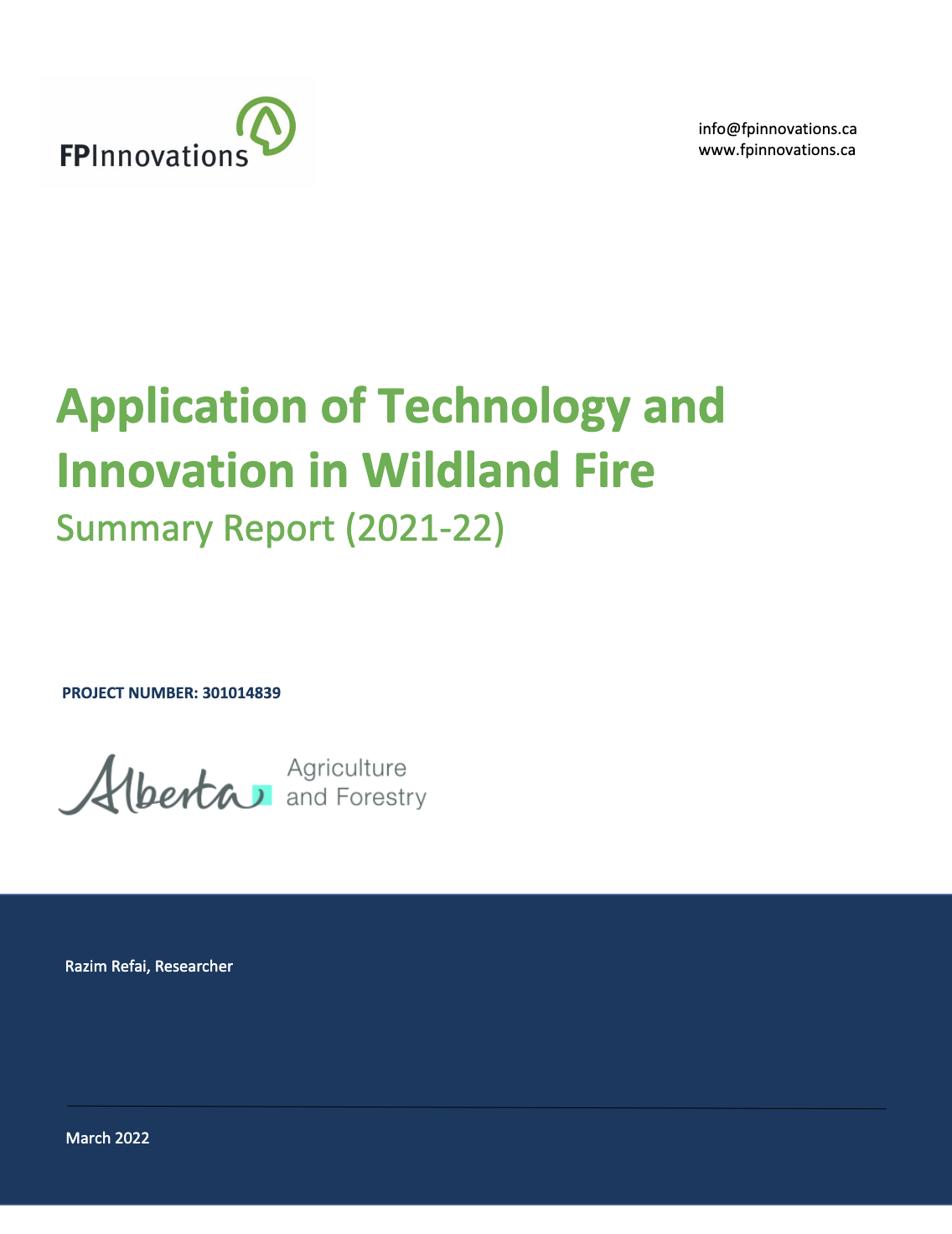 Application of Technology and Innovation in Wildland Fire: Summary Report (2021-22) thumbnail