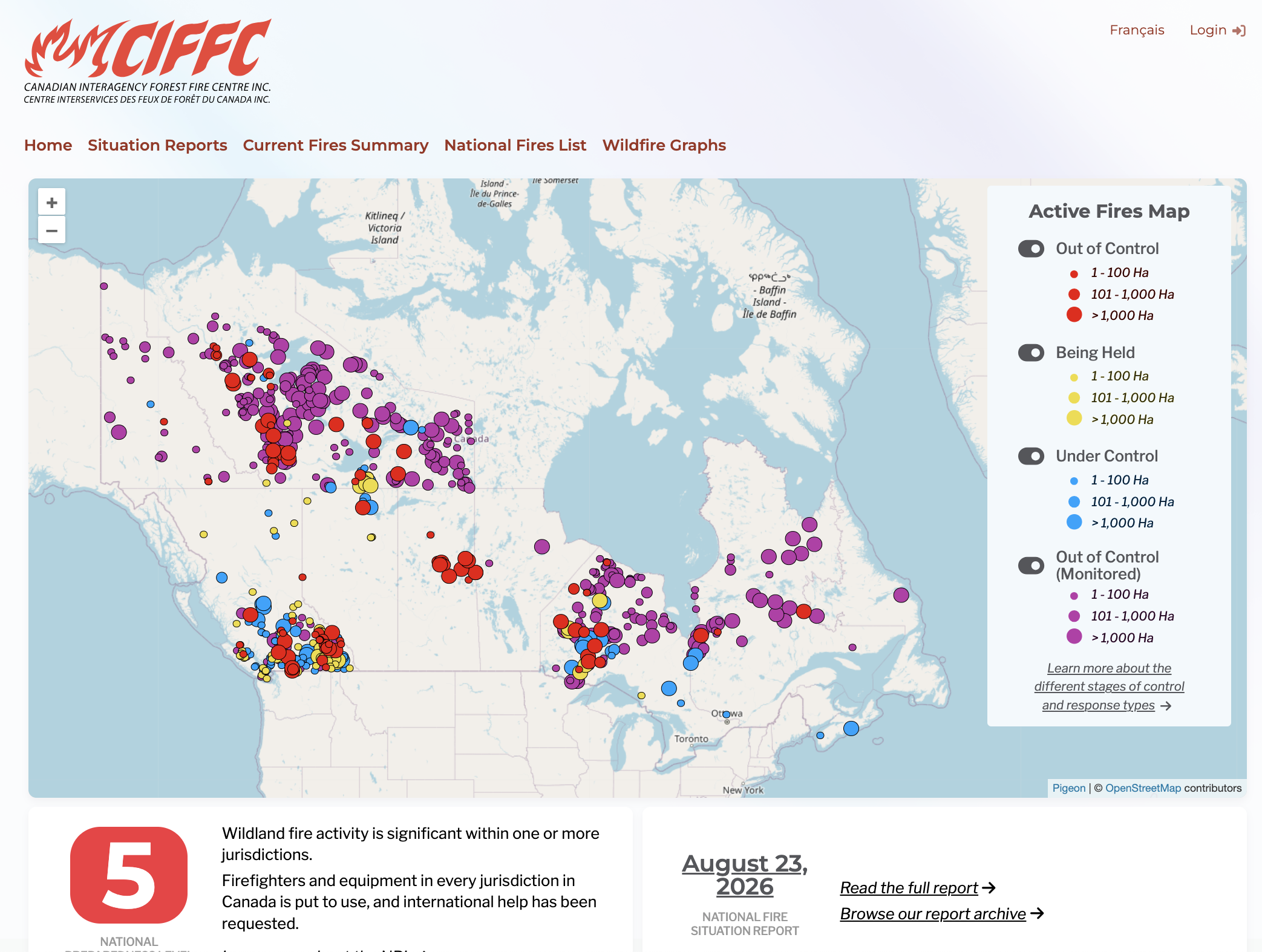 CIFFC Active Fires Map and Situation Report thumbnail