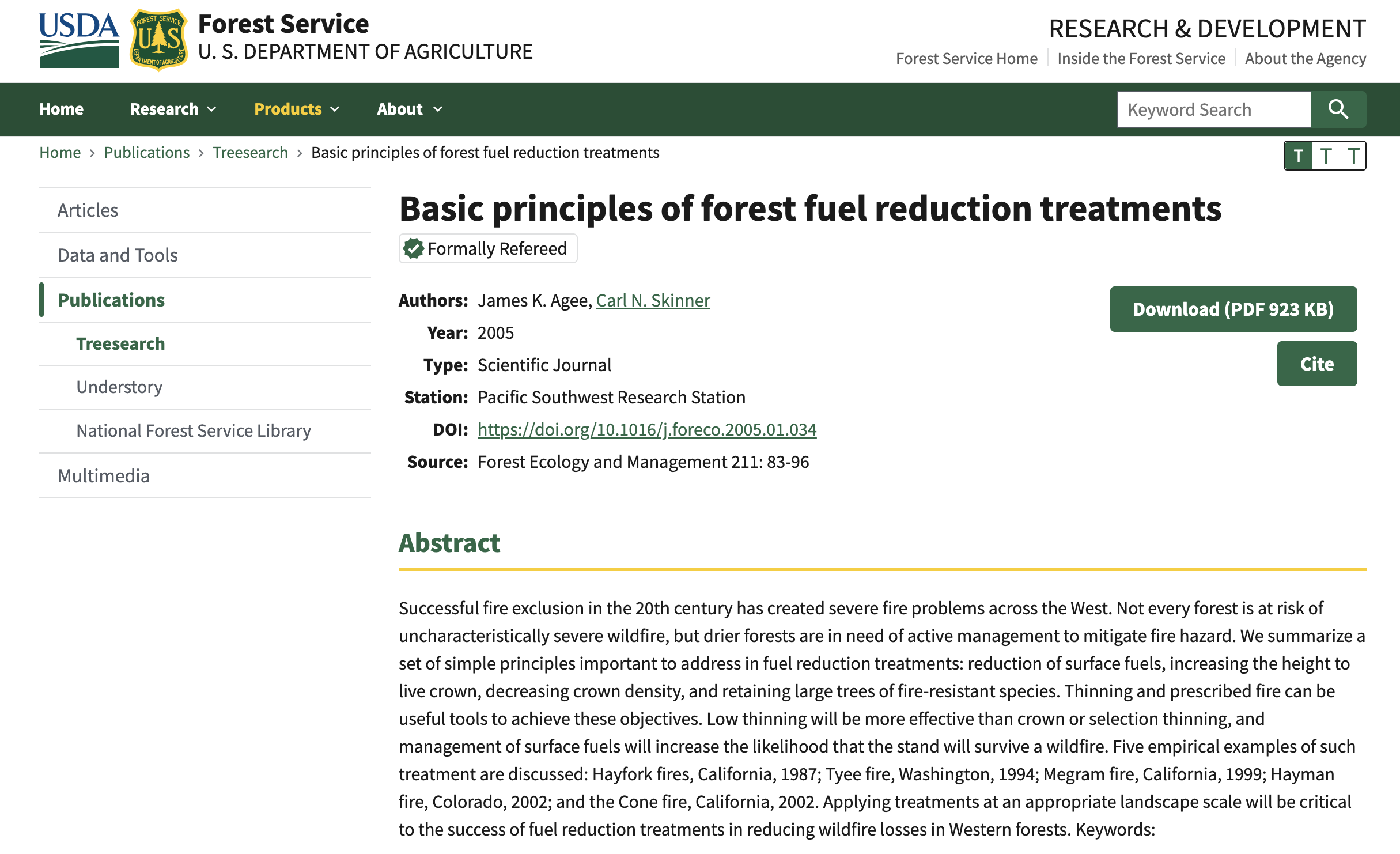 Basic principles of forest fuel reduction treatments thumbnail
