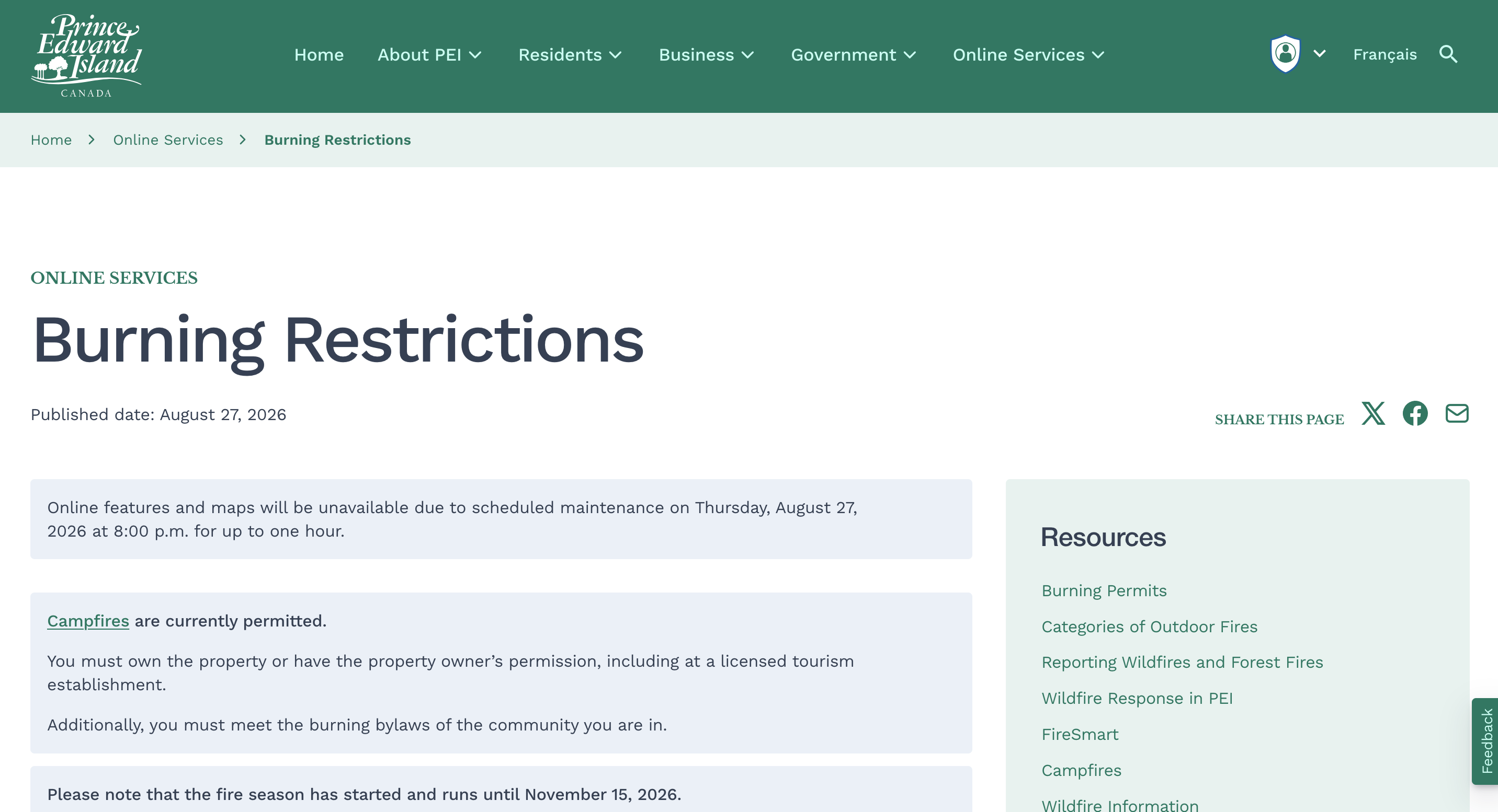 Burning Restrictions | Government of Prince Edward Island thumbnail