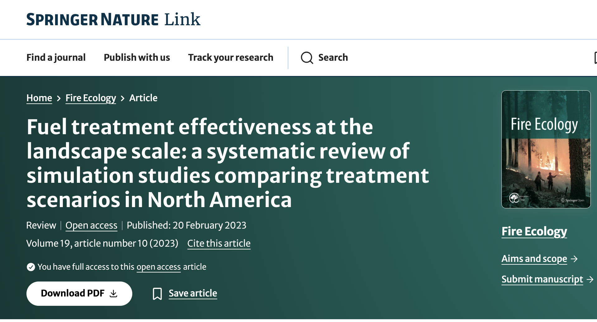 Fuel treatment effectiveness at the landscape scale: a systematic review of simulation studies comparing treatment scenarios in North America thumbnail