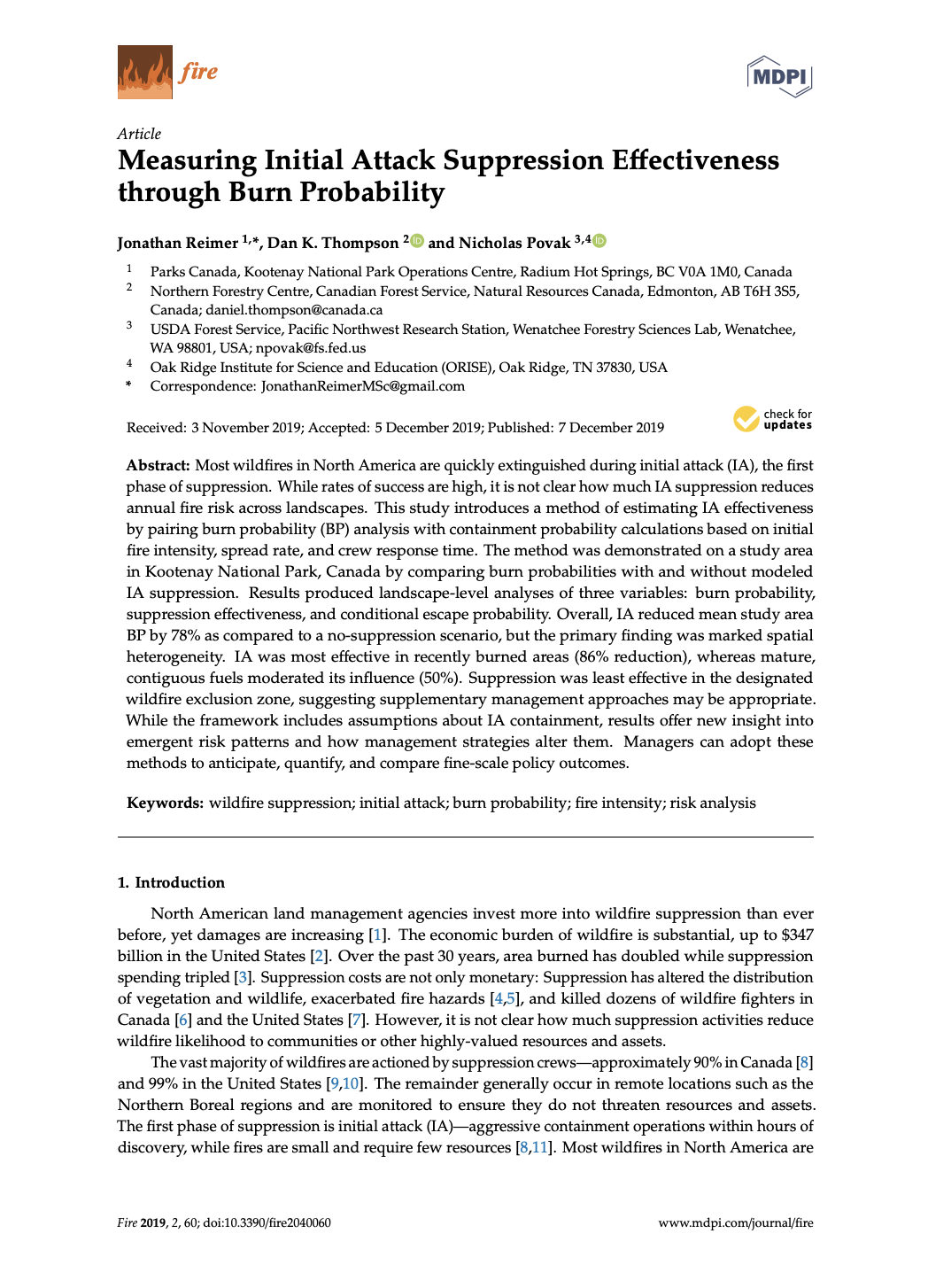 Measuring Initial Attack Suppression Effectiveness through Burn Probability thumbnail