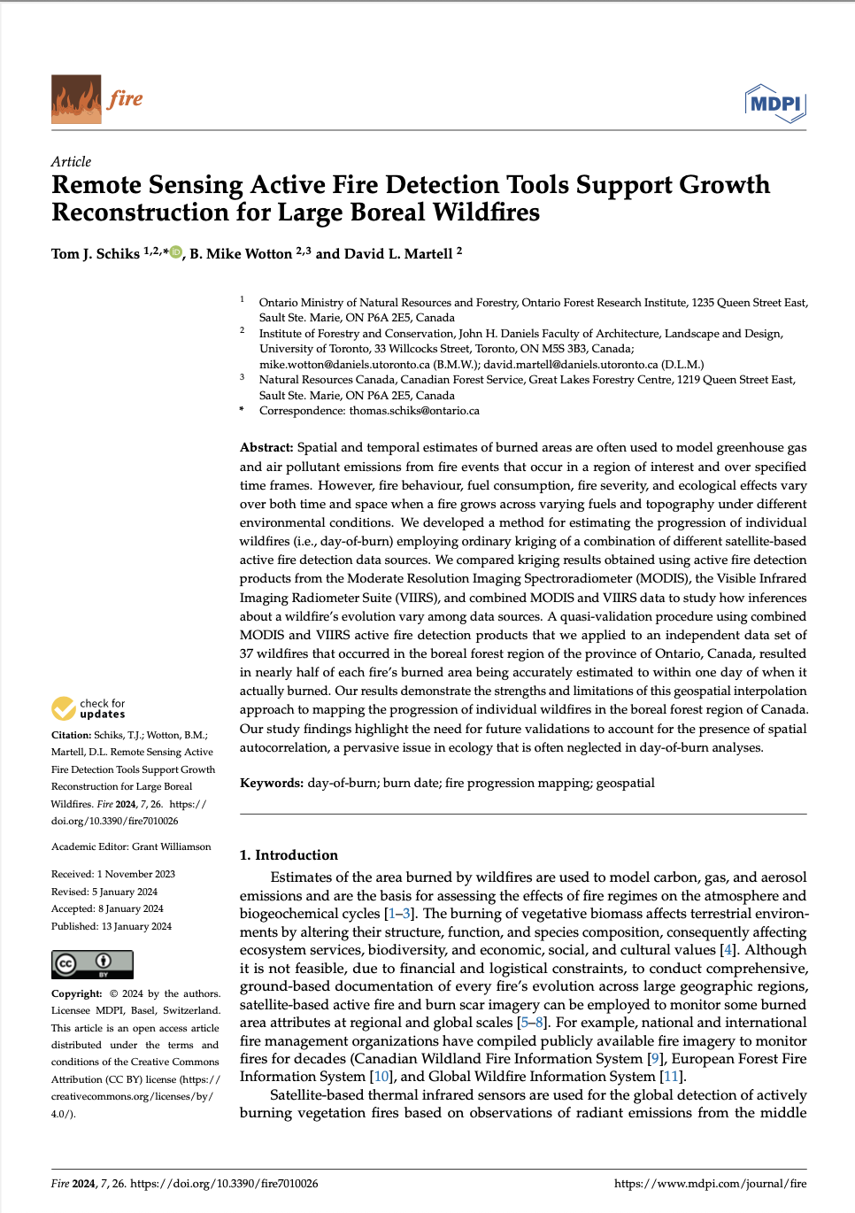 Remote Sensing Active Fire Detection Tools Support Growth Reconstruction for Large Boreal Wildfires thumbnail