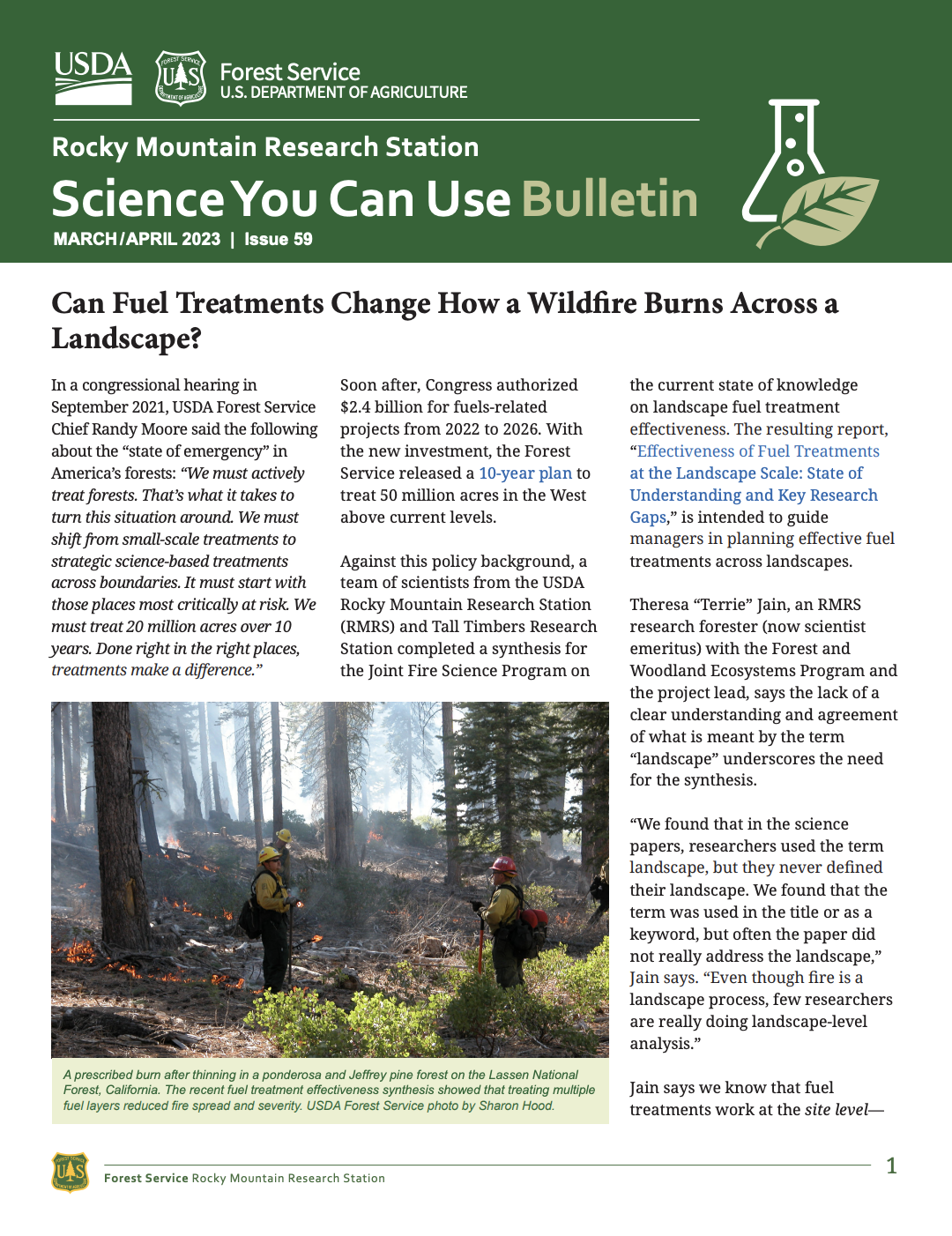 Science You Can Use Bulletin: Can fuel treatments change how a wildfire burns across a landscape? thumbnail