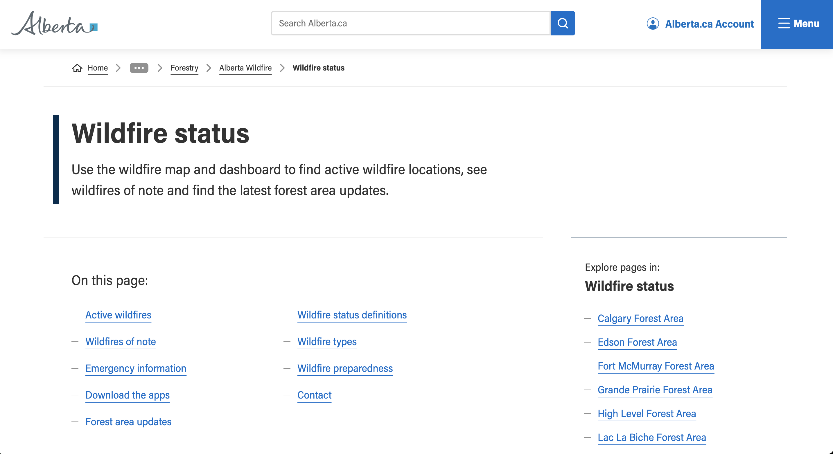 Wildfire status thumbnail
