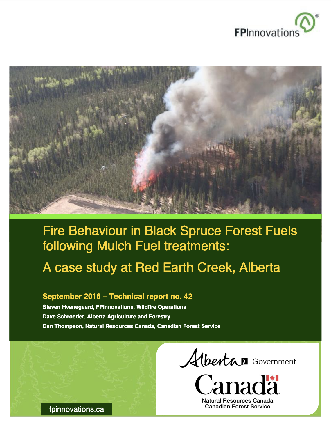Fire behaviour in black spruce forest fuels following mulch fuel treatments: A case study at Red Earth Creek, Alberta thumbnail