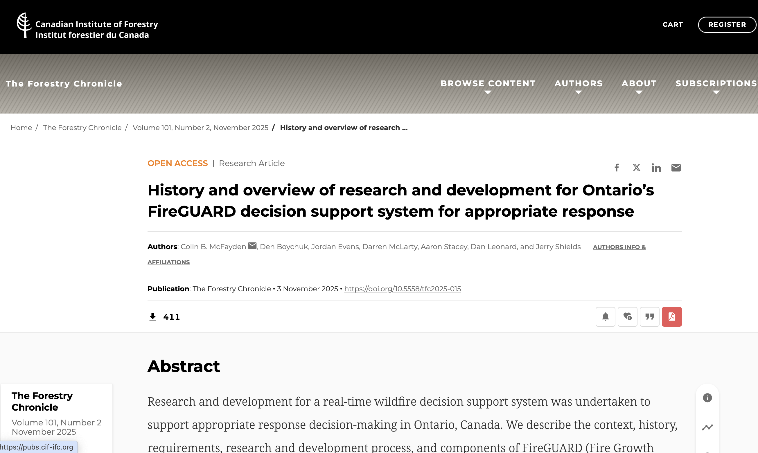 History and overview of research and development for Ontario’s FireGUARD decision support system for appropriate response thumbnail