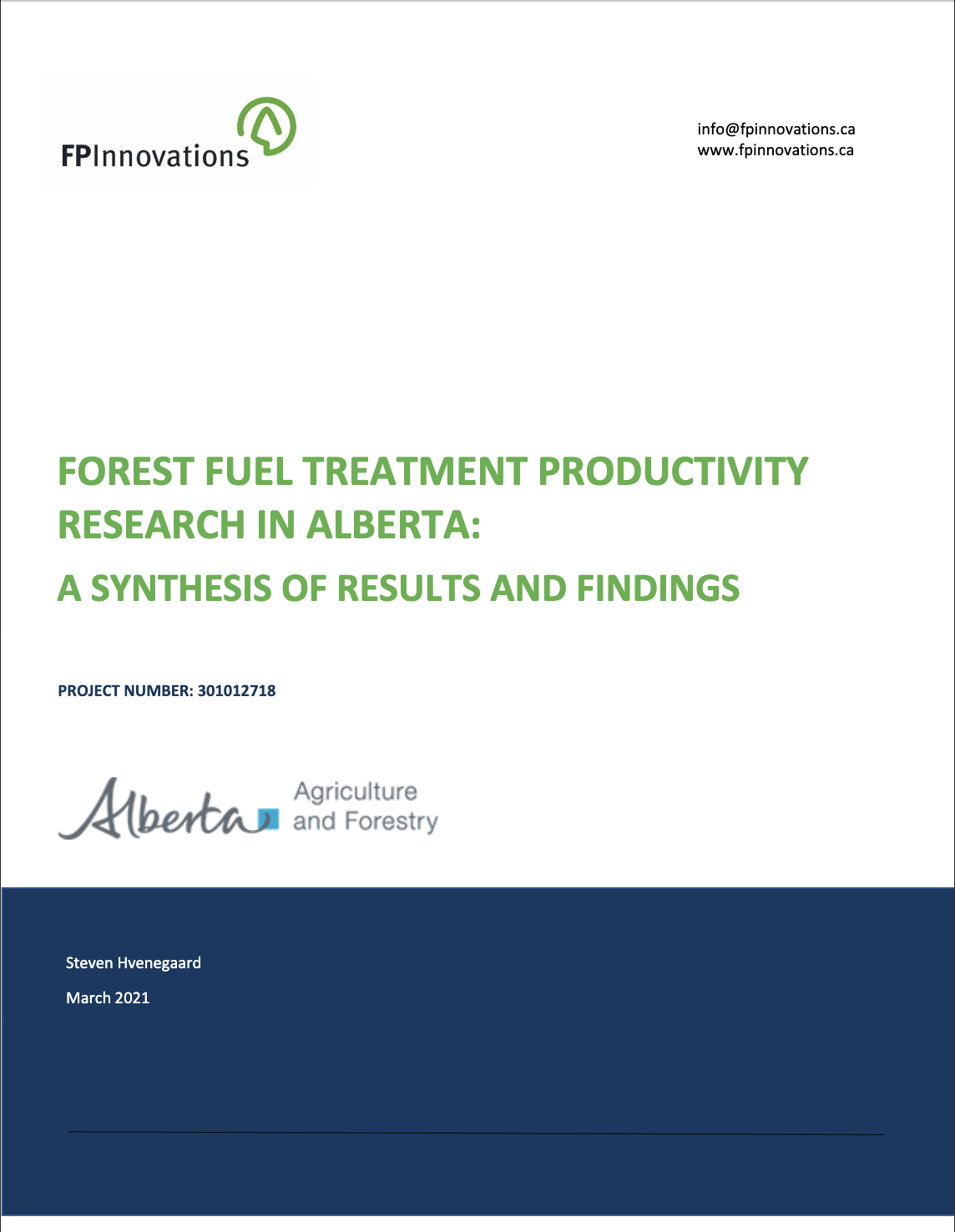 Forest fuel treatment productivity research in Alberta: A synthesis of results and findings thumbnail