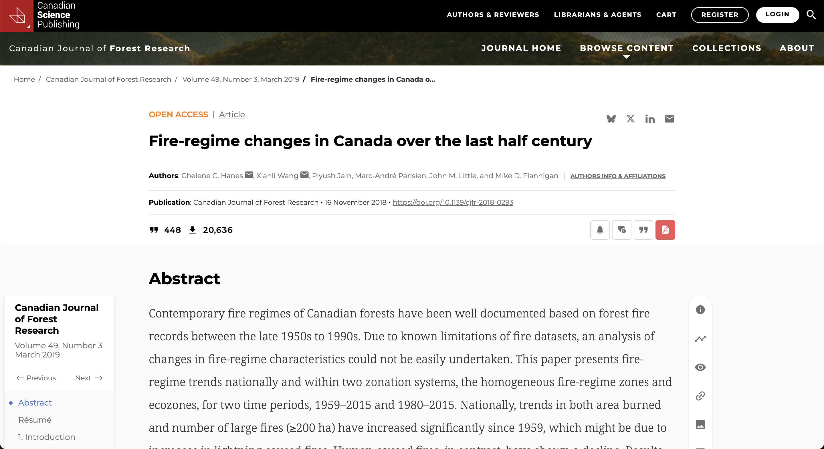Fire-regime changes in Canada over the last half century thumbnail