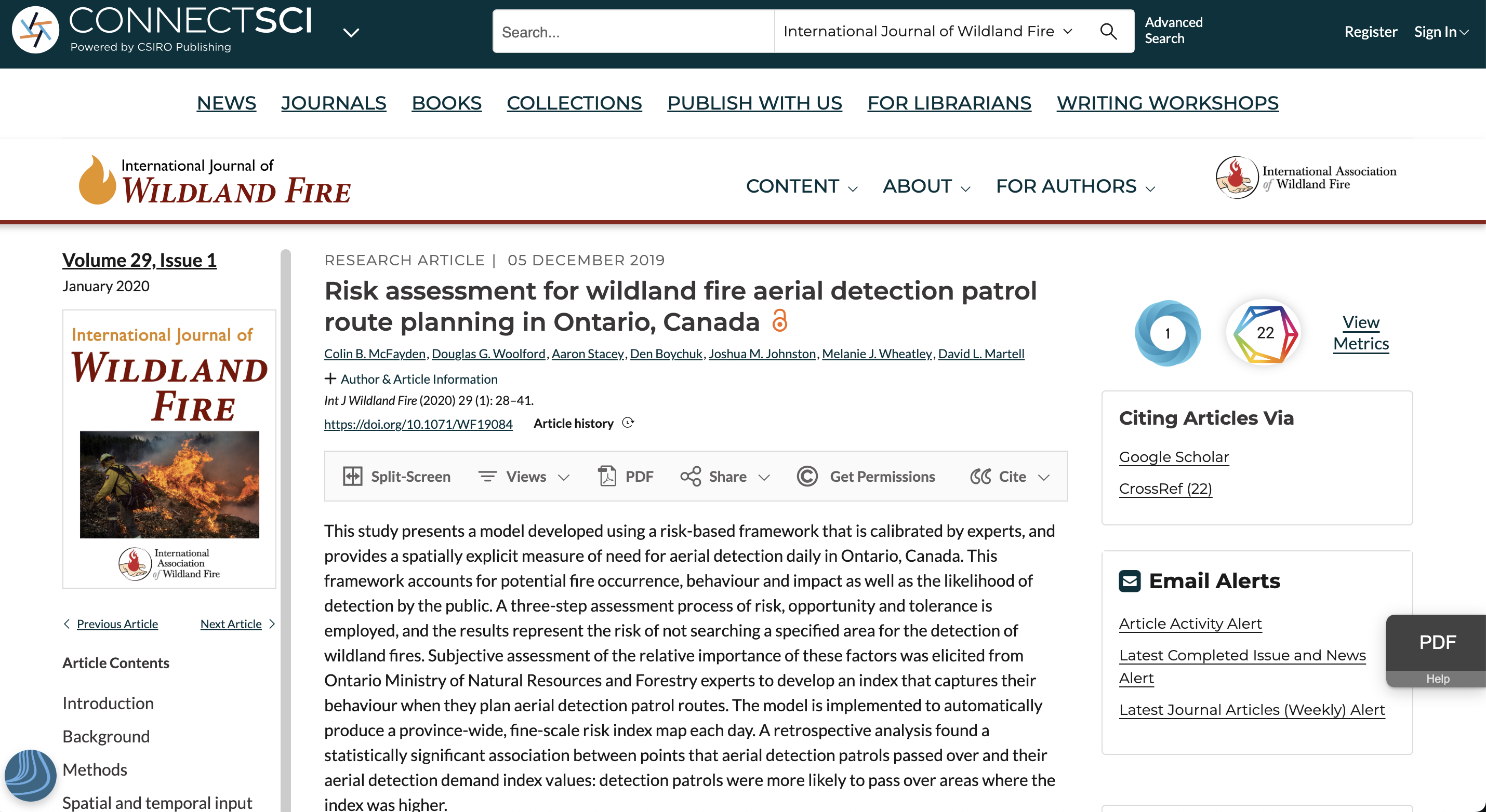 Risk assessment for wildland fire aerial detection patrol route planning in Ontario, Canada thumbnail